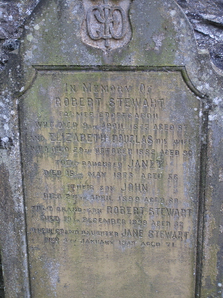 Memorial stone in Foss churchyard