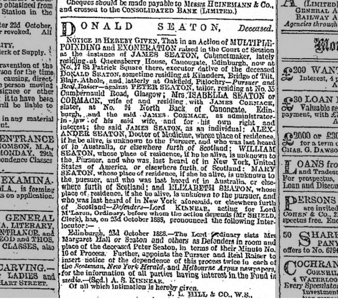 Notice of multi-poinding in 'The Scotsman' newspaper